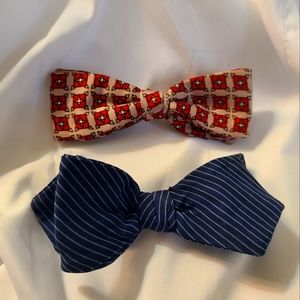 2 Vintage clip on patterned bowties